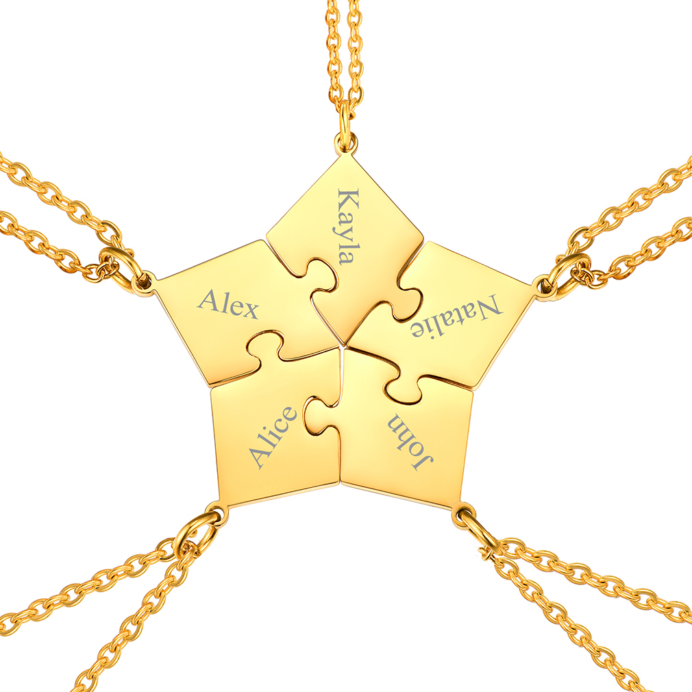 Personalized Name Puzzle Stitching Necklace for Family/Friends gold