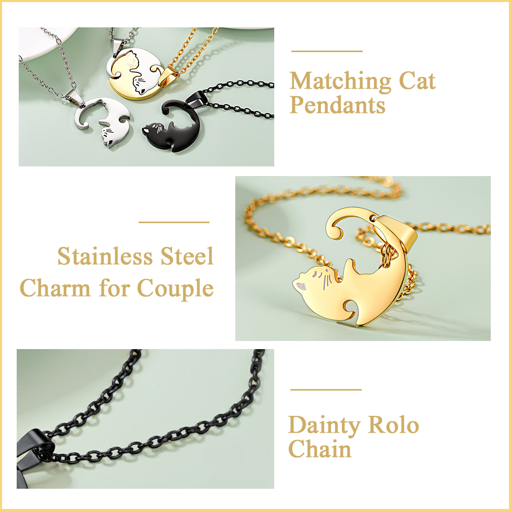 matching Name Engraved Cat Pendant Necklace 