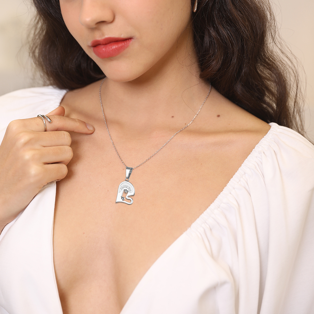 Custom Heart Puzzle Piece Matching Couple Necklace