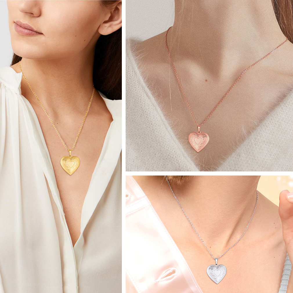 Personalized Picture Necklace Heart Flower Locket