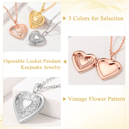 Personalized Picture Necklace Heart Flower Locket