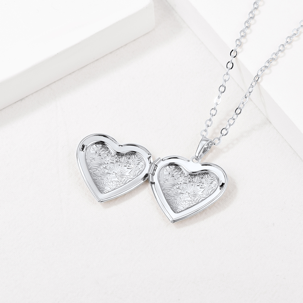 Personalized Heart Locket Necklace with Pictures Memorial Jewelry