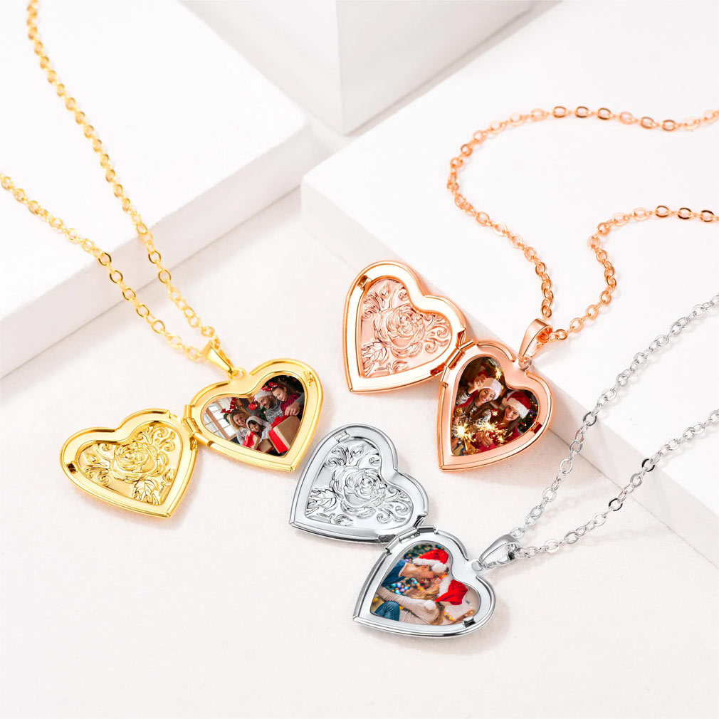 Personalized Heart Locket Necklace with Photo