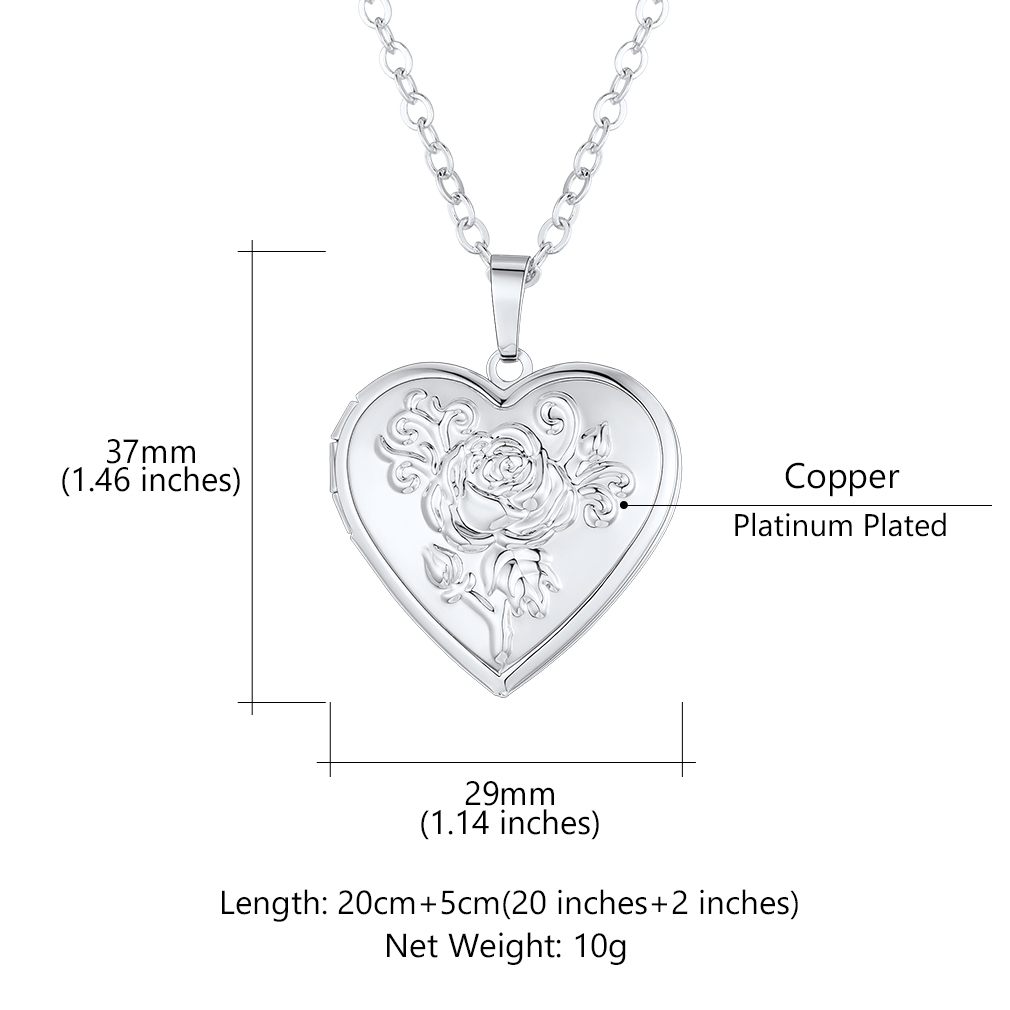 Personalized Heart Locket Necklace with Photo Size
