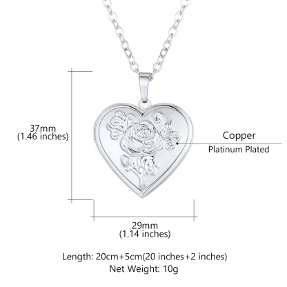 Personalized Heart Locket Necklace with Photo Size