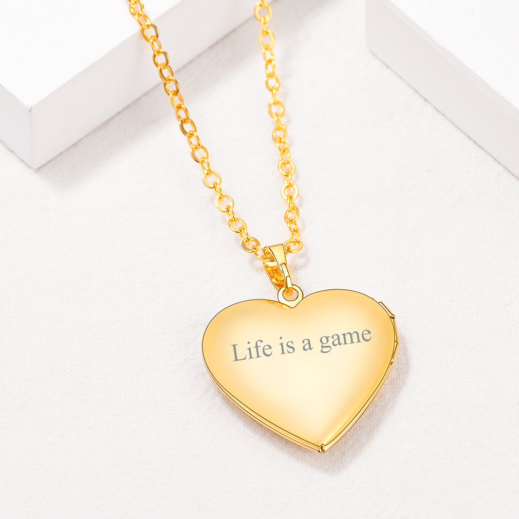 Personalized Heart Locket Necklace Gold