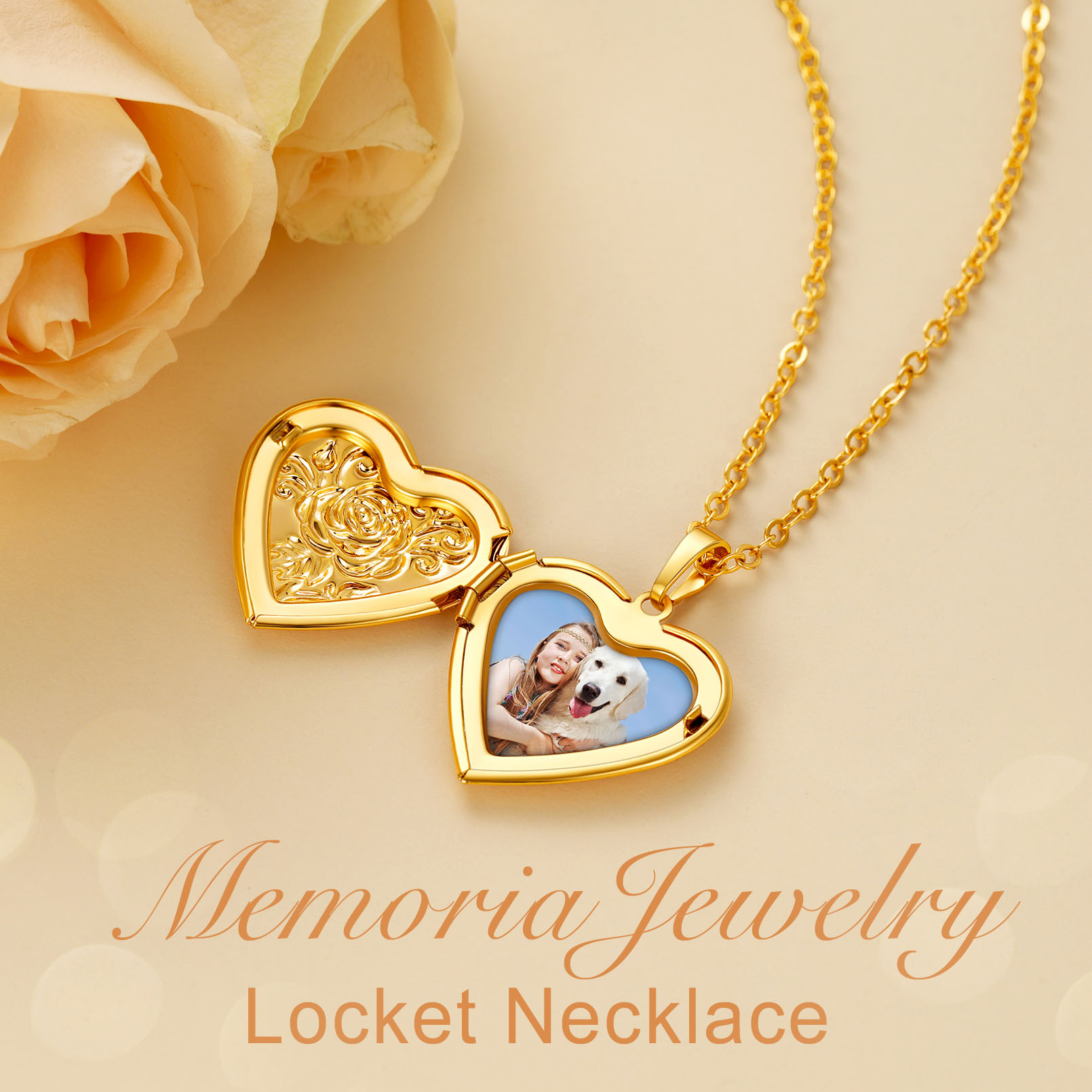 Personalized Heart Locket Necklace with Photo
