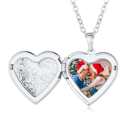 Personalized Heart Locket Necklace with Pictures Memorial Jewelry