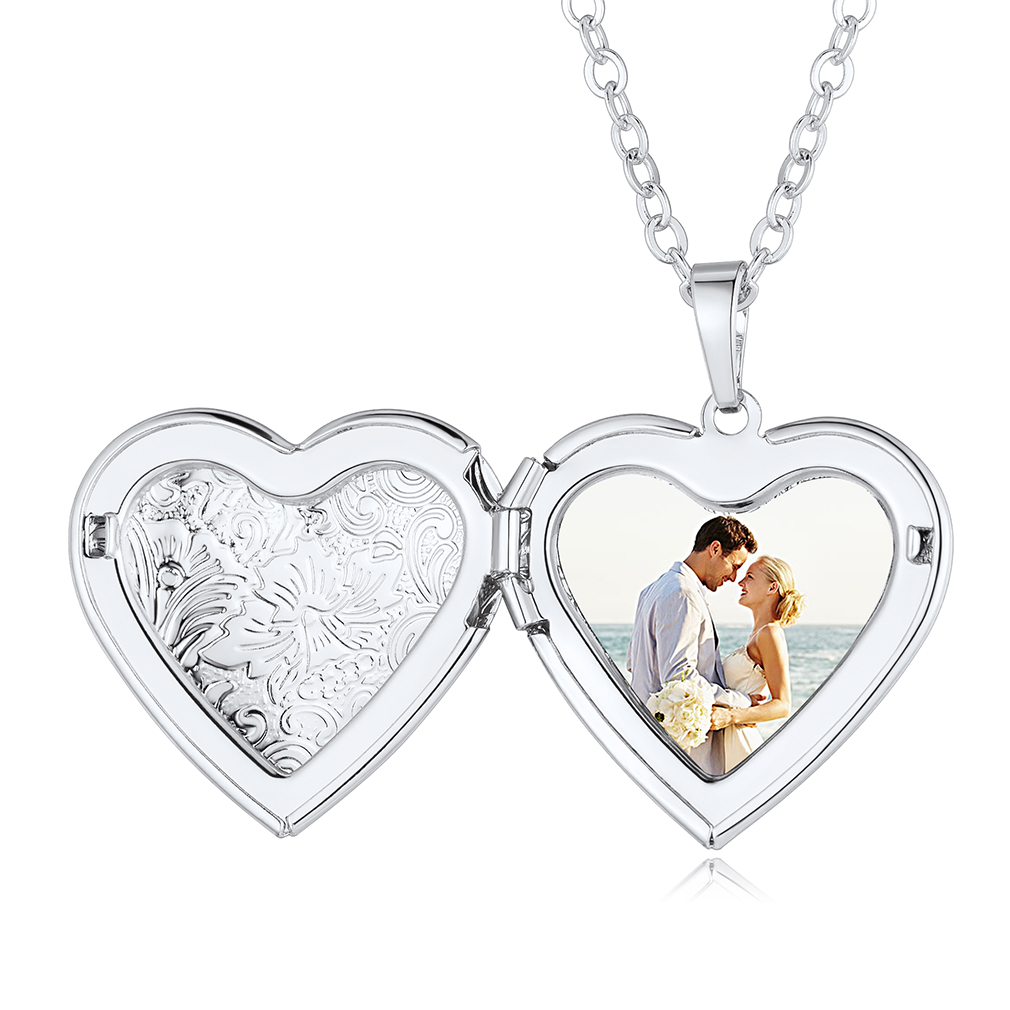 Personalized Heart Locket Necklace with Pictures Memorial Jewelry