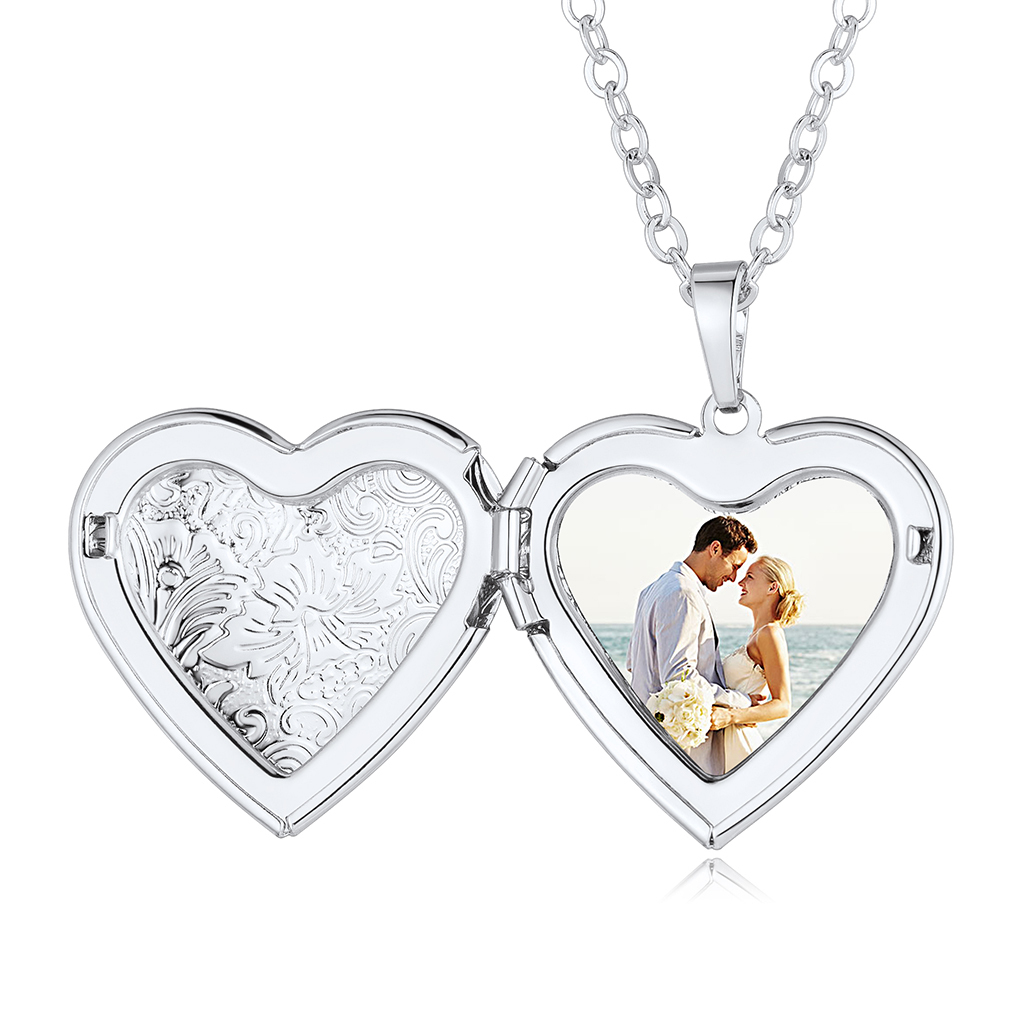Personalized Heart Locket Necklace with Pictures Memorial Jewelry