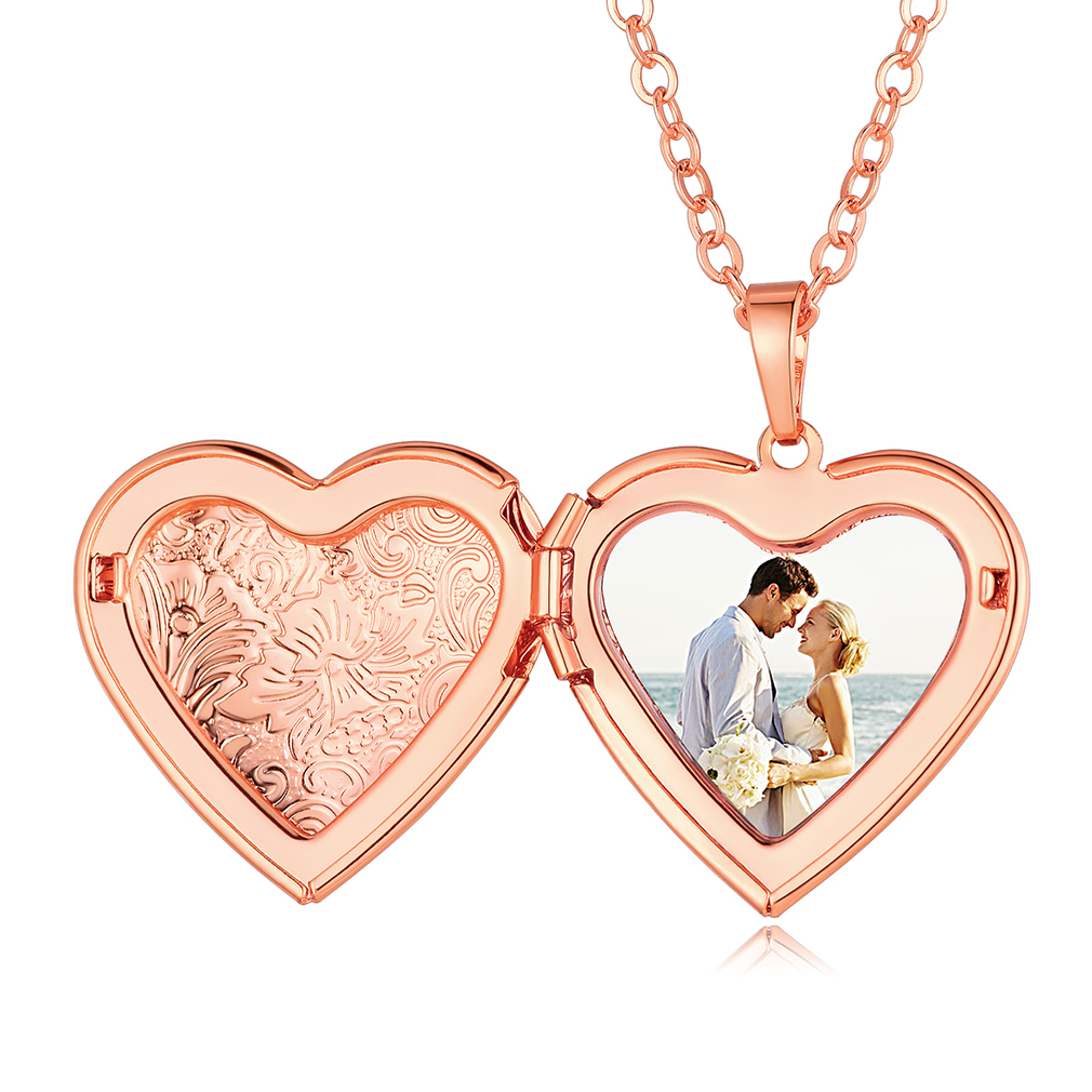 Personalized Heart Locket Necklace with Pictures Memorial Jewelry