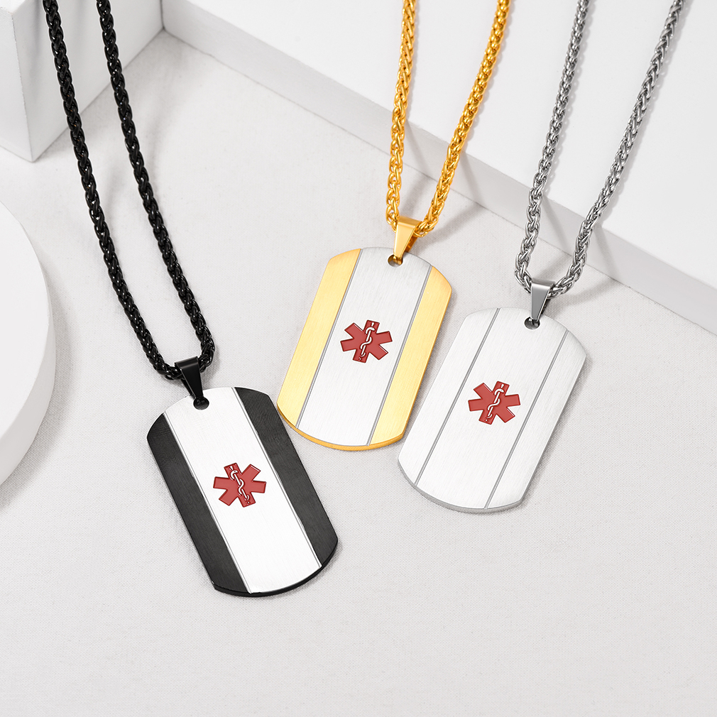 Personalized Engraved Medical ID Medical Alert Necklace for Men Women collection