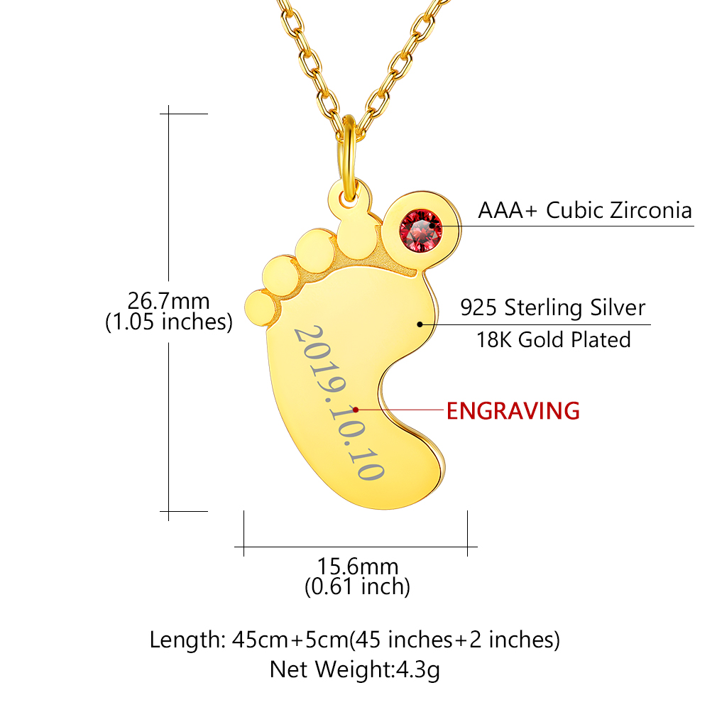 Personalized Baby Feet Necklace for Mom Grandmother Family size