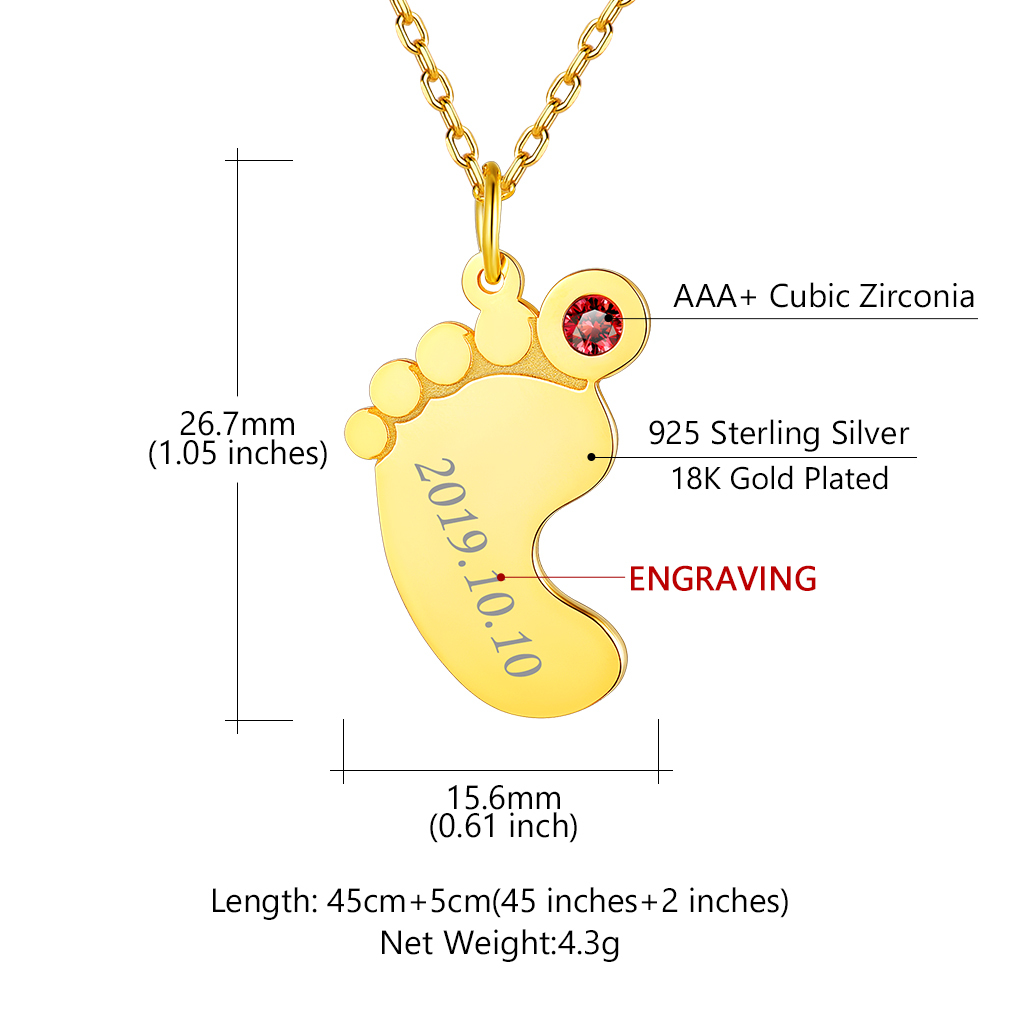 Personalized Baby Feet Necklace for Mom Grandmother Family size