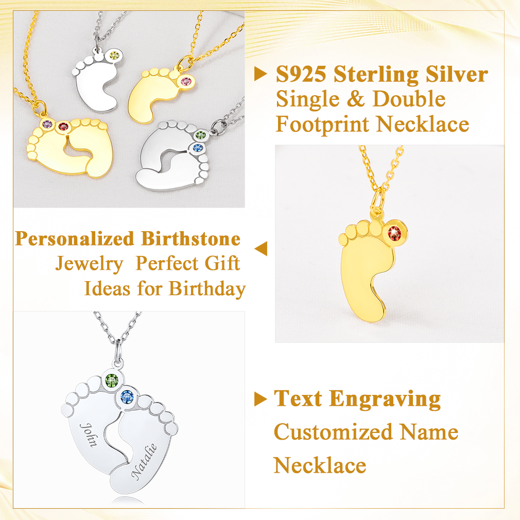 Personalized Baby Feet Necklace for Mom Grandmother Family Detail