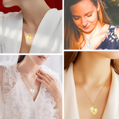 Personalized Baby Feet Necklace for Mom  Family