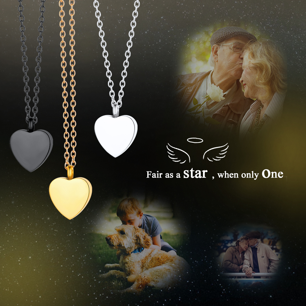 Name Heart Cremation Urn Necklace for Ashes