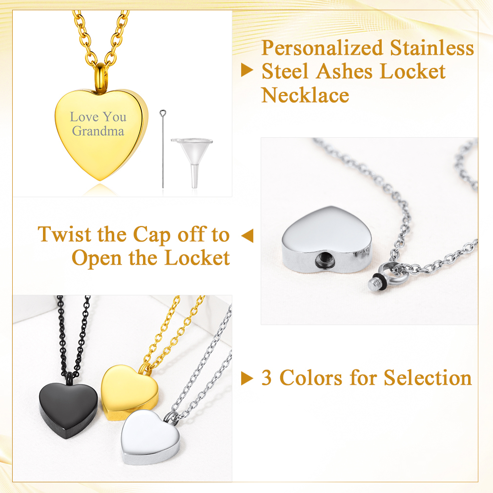 Name Engraved Cremation Urn Necklace for Ashes