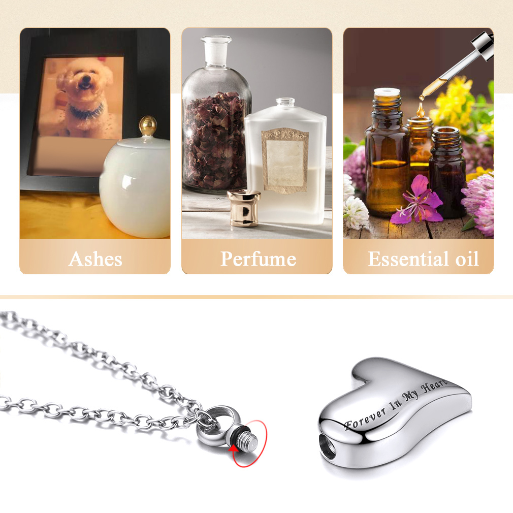 Personalized Engraved Heart Cremation Urn Necklaces for Ashes 