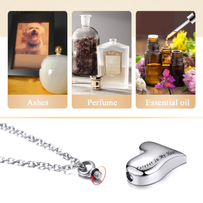 Personalized Engraved Heart Cremation Urn Necklaces for Ashes 