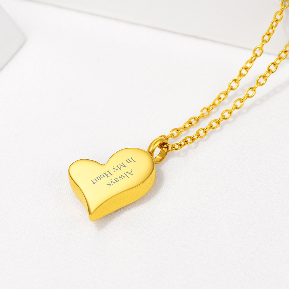 Personalized Engraved Heart Cremation Urn Necklaces for Ashes  occasion gold