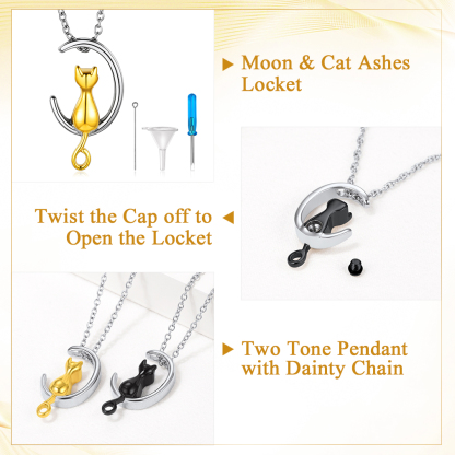 Moon Cat Urn Necklaces for Ashes Memorial Jewelry detail