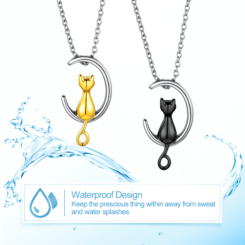 Moon Cat Urn Necklaces for Ashes Memorial Jewelry waterproof
