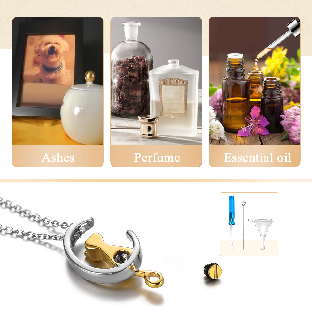 Moon Cat Urn Necklaces for Ashes Memorial gift
