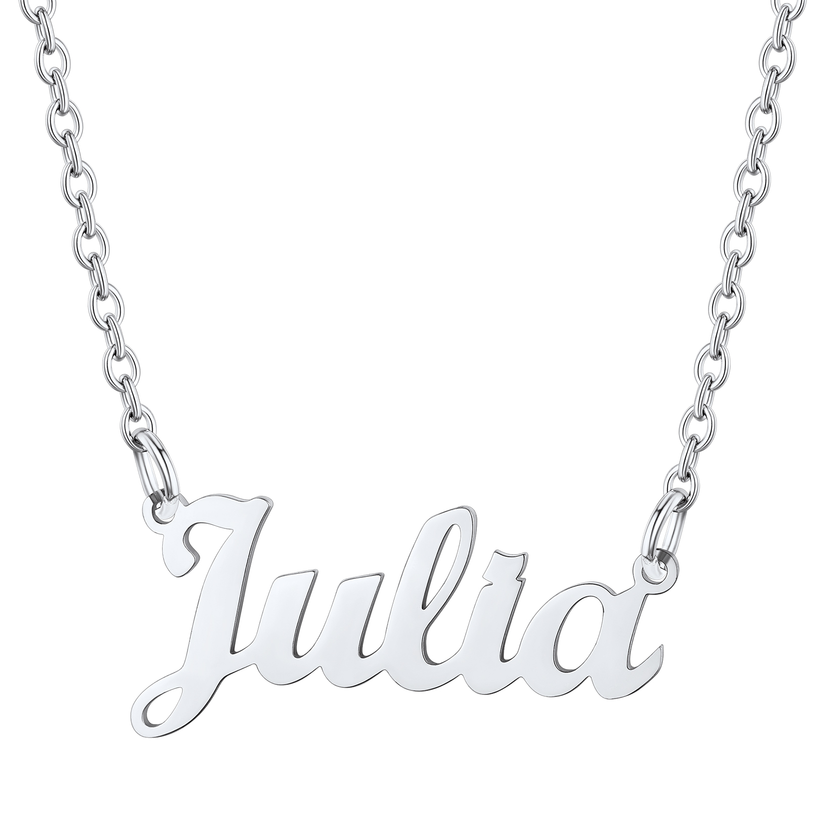 Stainless Steel Custom Name Necklace Silver Julia