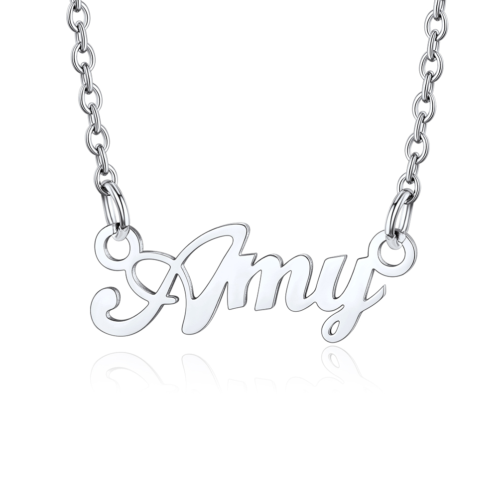Stainless Steel Custom Name Necklace Silver Amy