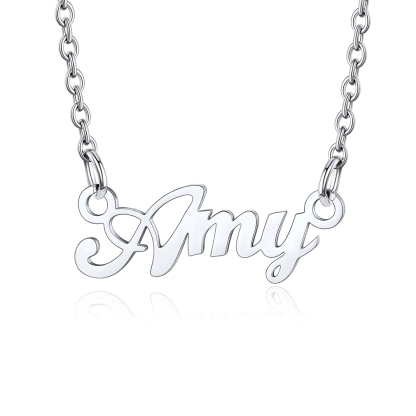 Stainless Steel Custom Name Necklace Silver Amy