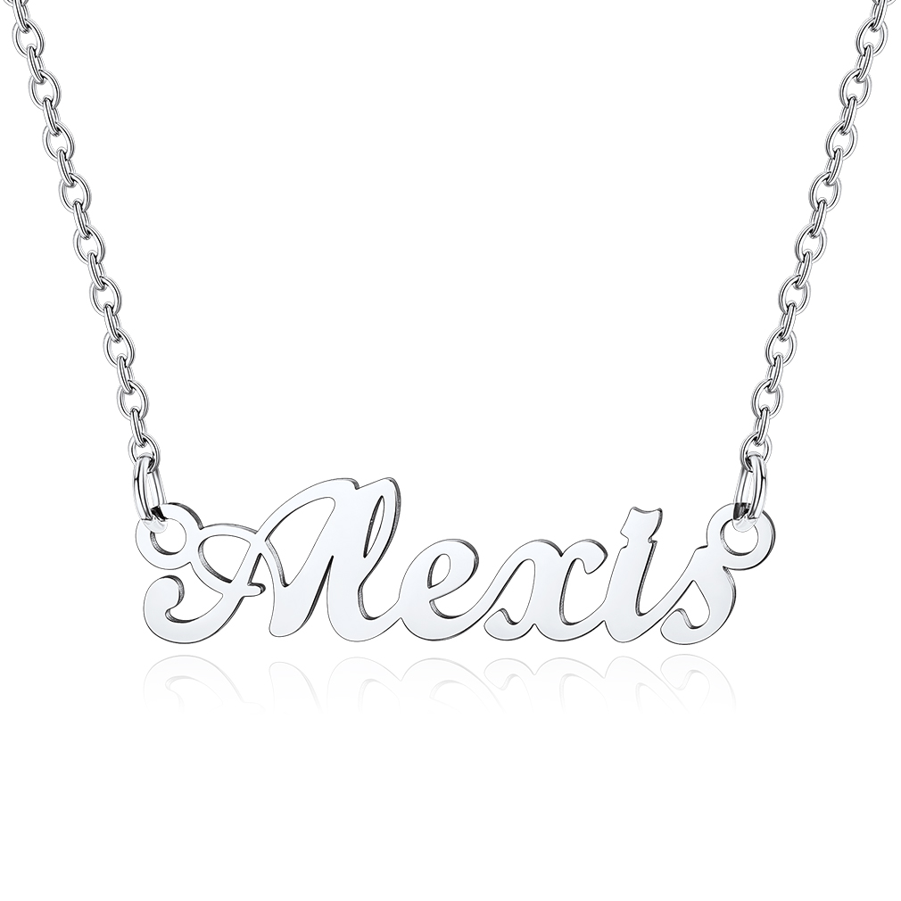 Stainless Steel Custom Name Necklace Silver Alexis