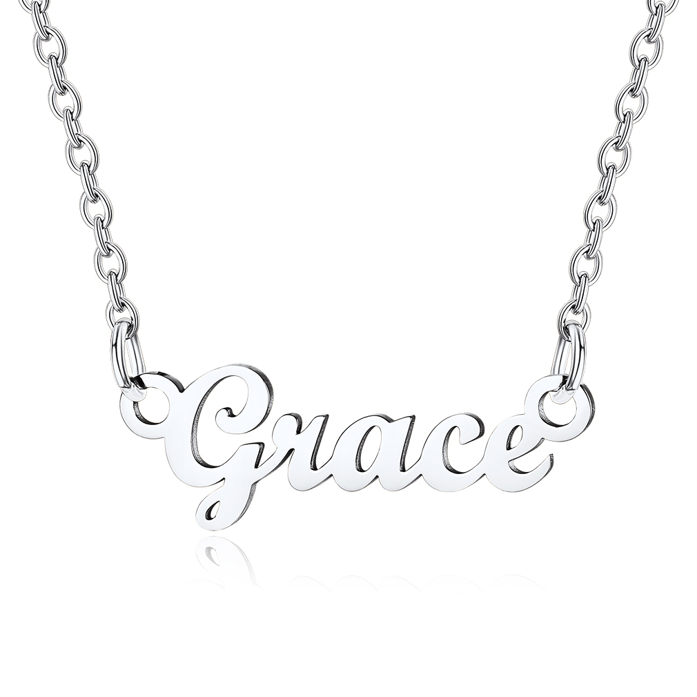 Stainless Steel Custom Name Necklace Silver Grace