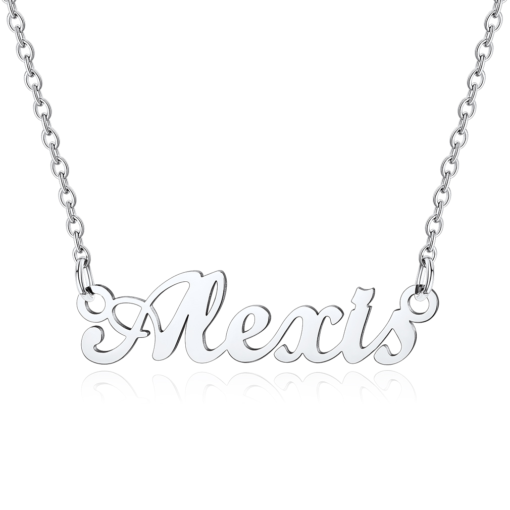Stainless Steel Custom Name Necklace Silver Alexis