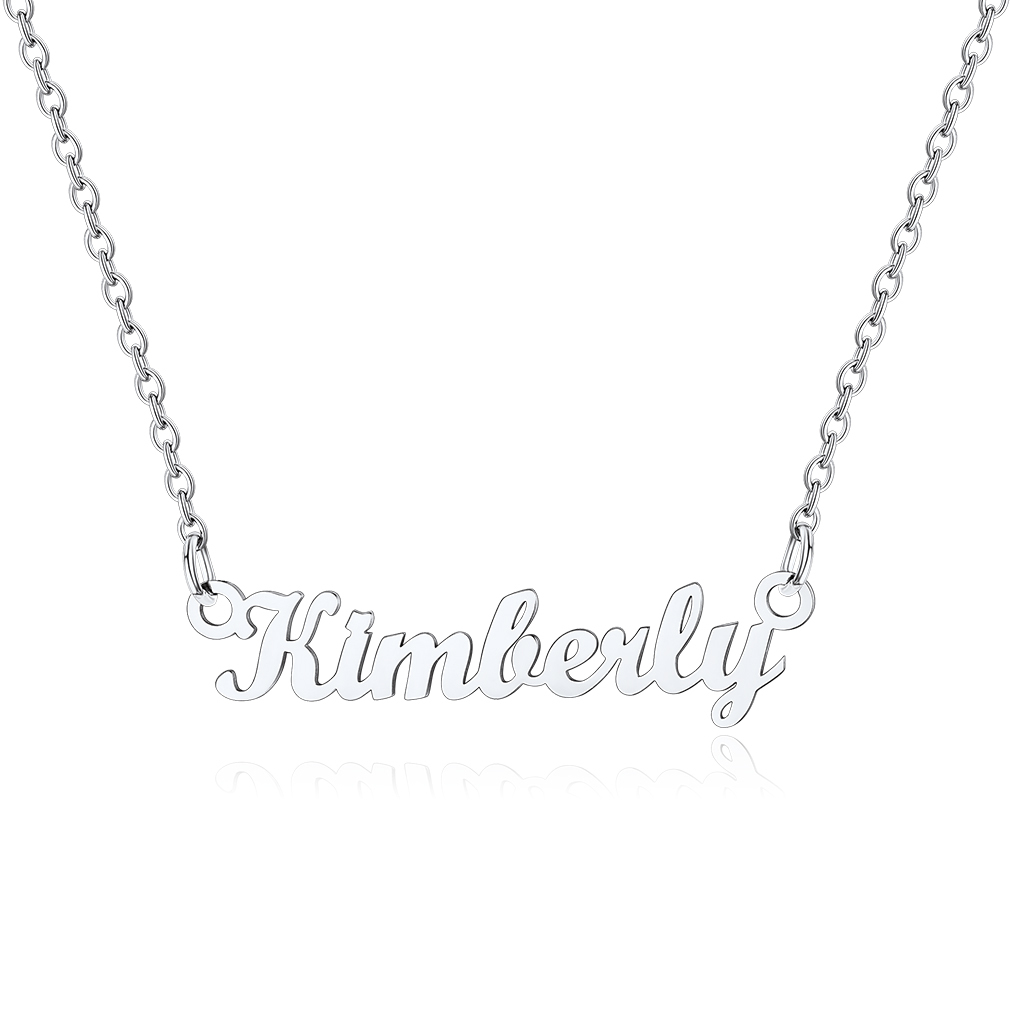 Stainless Steel Custom Name Necklace Silver Kim