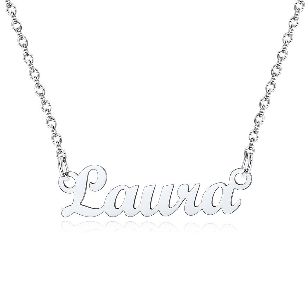 Stainless Steel Custom Name Necklace Silver Laura
