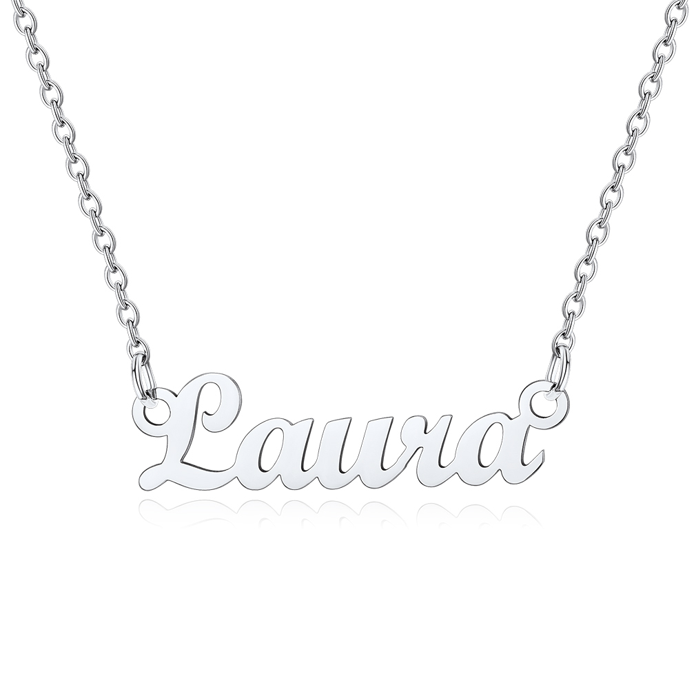 Stainless Steel Custom Name Necklace Silver Laura