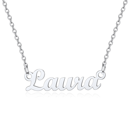 Stainless Steel Custom Name Necklace Silver Laura