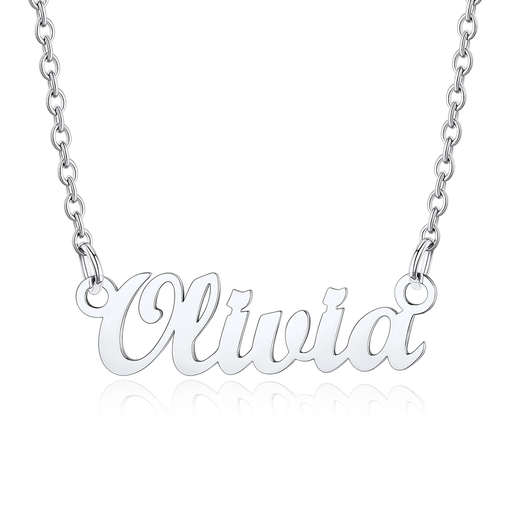Stainless Steel Custom Name Necklace Silver Olivia