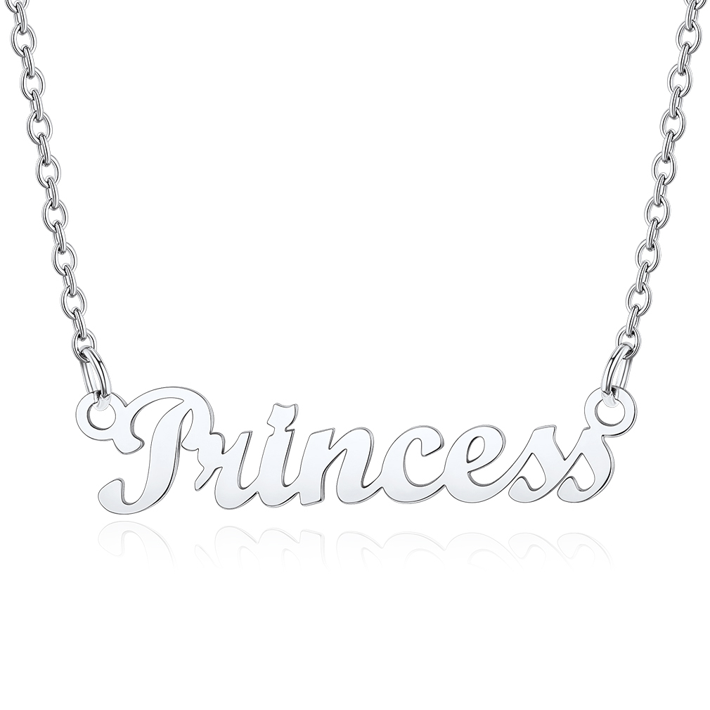 Stainless Steel Custom Name Necklace Silver Princess