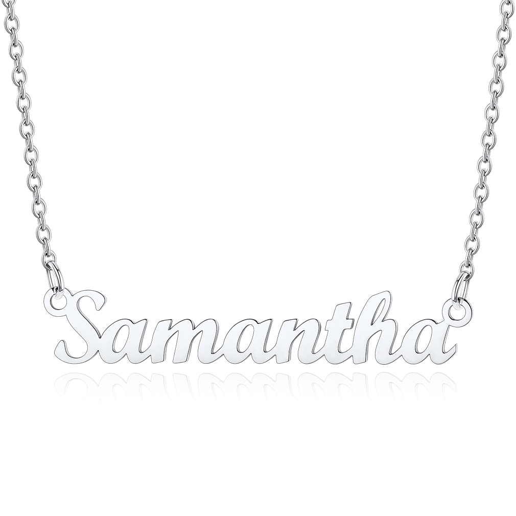 Stainless Steel Custom Name Necklace Silver Samantha