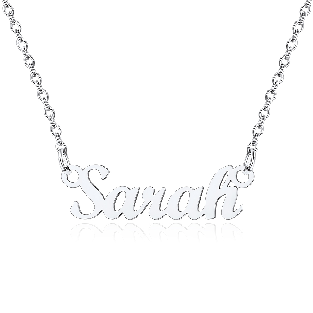 Stainless Steel Custom Name Necklace Silver Sarah