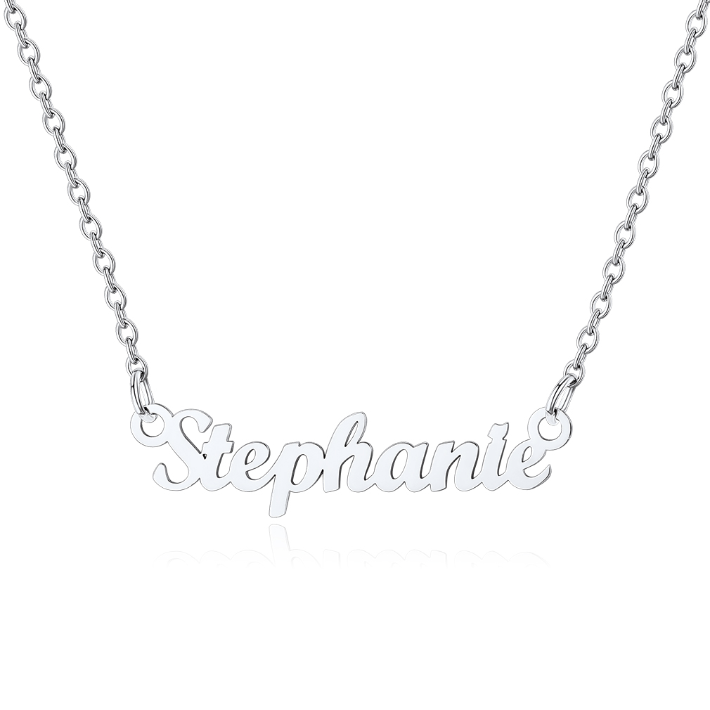 Stainless Steel Custom Name Necklace Silver Step