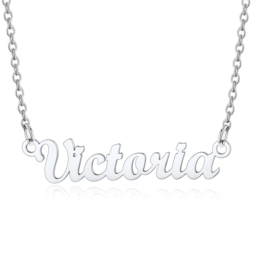 Stainless Steel Custom Name Necklace Silver Victoria