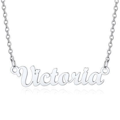Stainless Steel Custom Name Necklace Silver Victoria