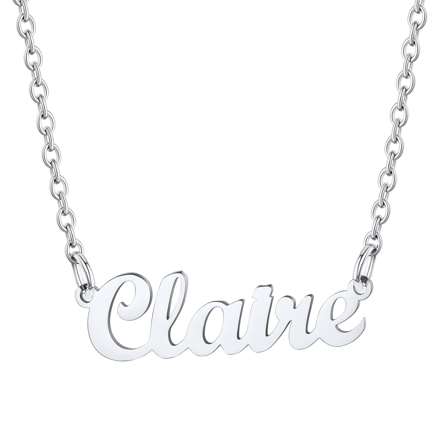 Stainless Steel Custom Name Necklace Silver Claire