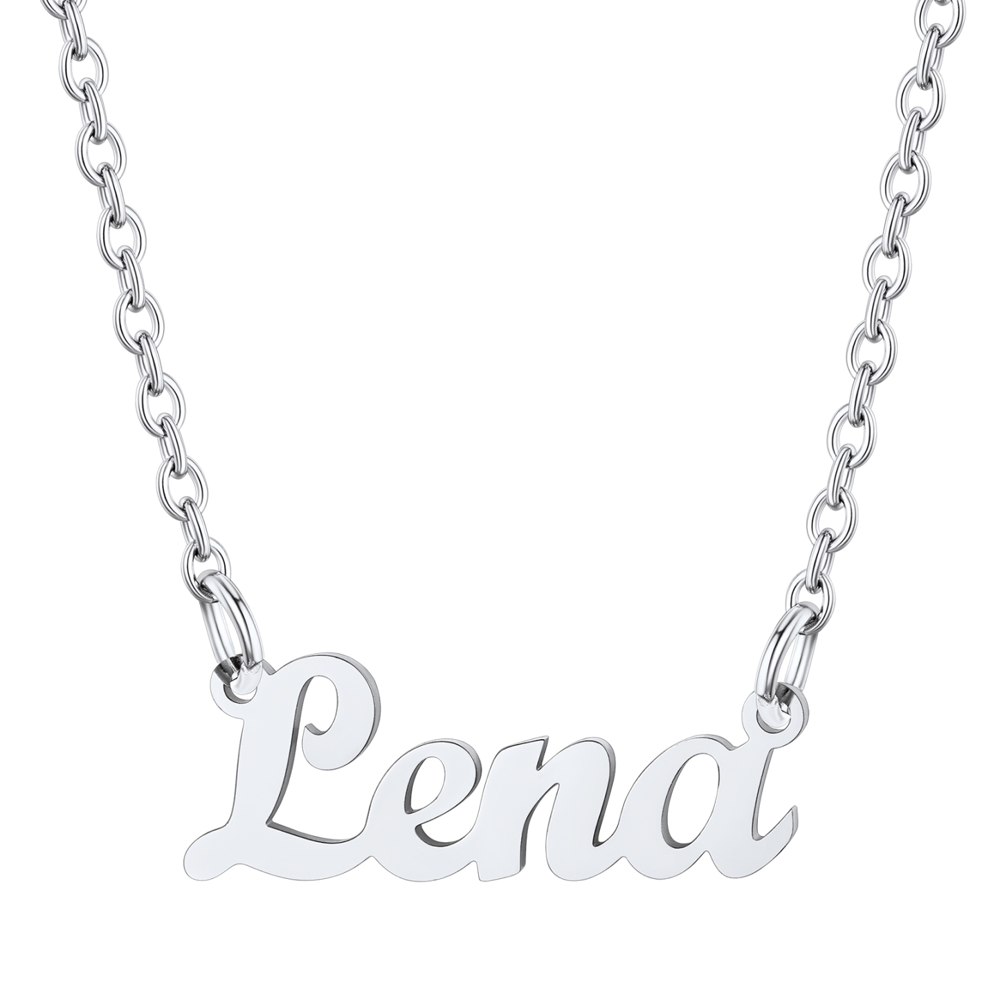 Stainless Steel Custom Name Necklace Silver Lena
