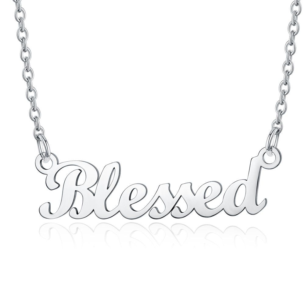 Stainless Steel Custom Name Necklace Blessed