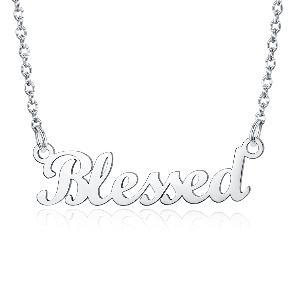 Stainless Steel Custom Name Necklace Blessed