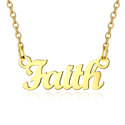 Stainless Steel Custom Name Necklace Gold Faith